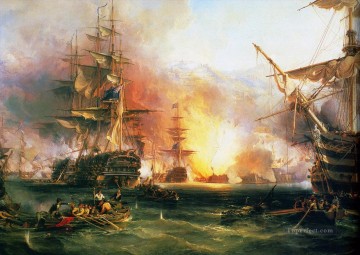 風景 Painting - チェンバース軍艦によるアルジェ砲撃 1816